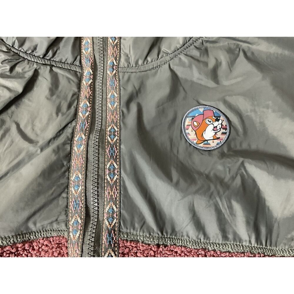 Buc-ee's Womens SmallJacket Aztec Tribal Burgundy Berber Fleece Full Zip Pockets - Picture 4 of 15